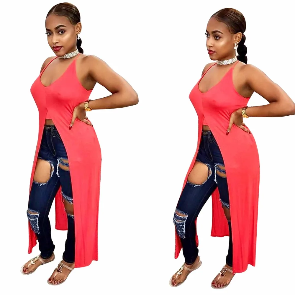 Новый модный топ с бретельками короткое спереди длинное сзади летние топы