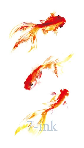 

Waterproof Temporary Tattoos sticker Chinese painting goldfish tatooTransfer fake flash tattoo 10.5*6 cm for man woman
