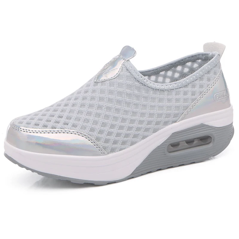 Мода ленивый большой Размеры сетчатая ткань Туфли на плоской платформе для дам
