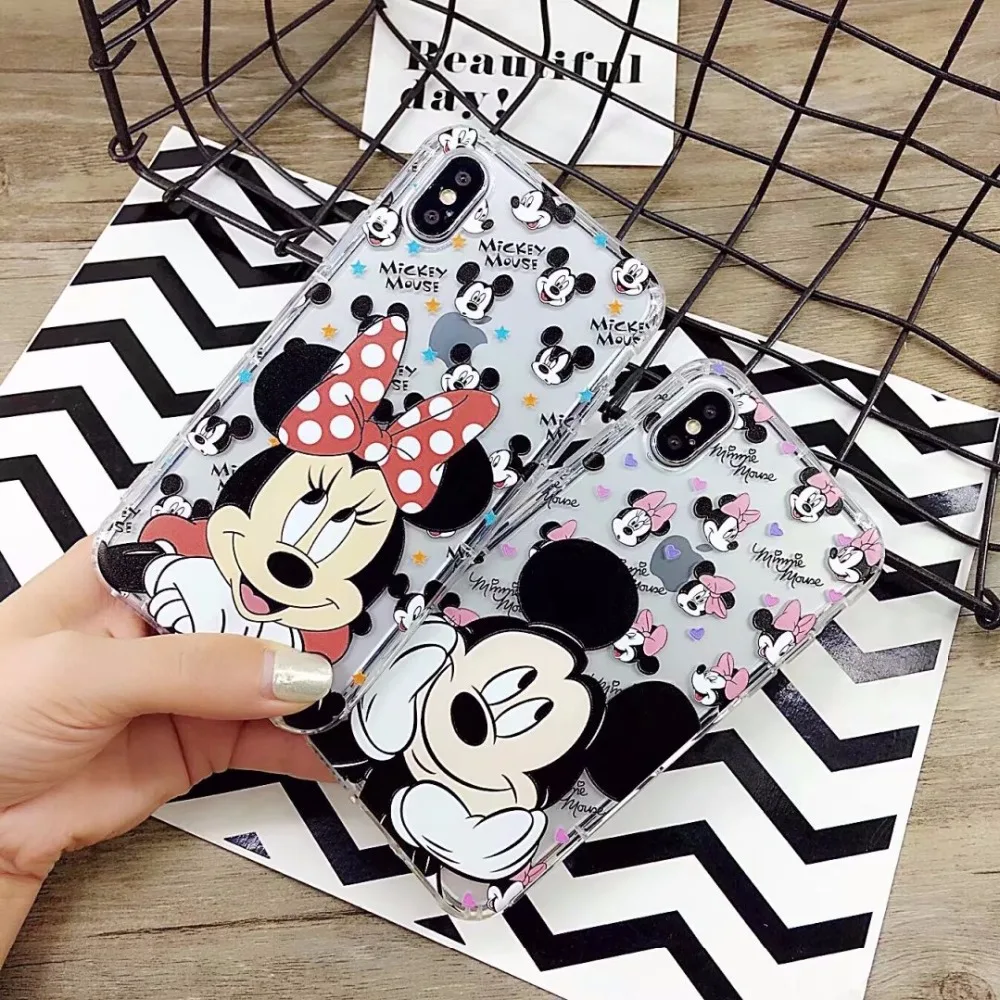 FGHGF 2018 Newest Cute Cartoon Minnie Mickey Mouse Soft Clear Case Cover for IPhone 7 6 8 Plus Rubber Silicone |