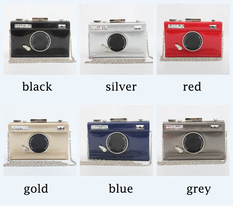 Vintage fashion pu leather camera model casual personality clutch bag ladies chain shoulder handbag mini purse messenger | Багаж и сумки