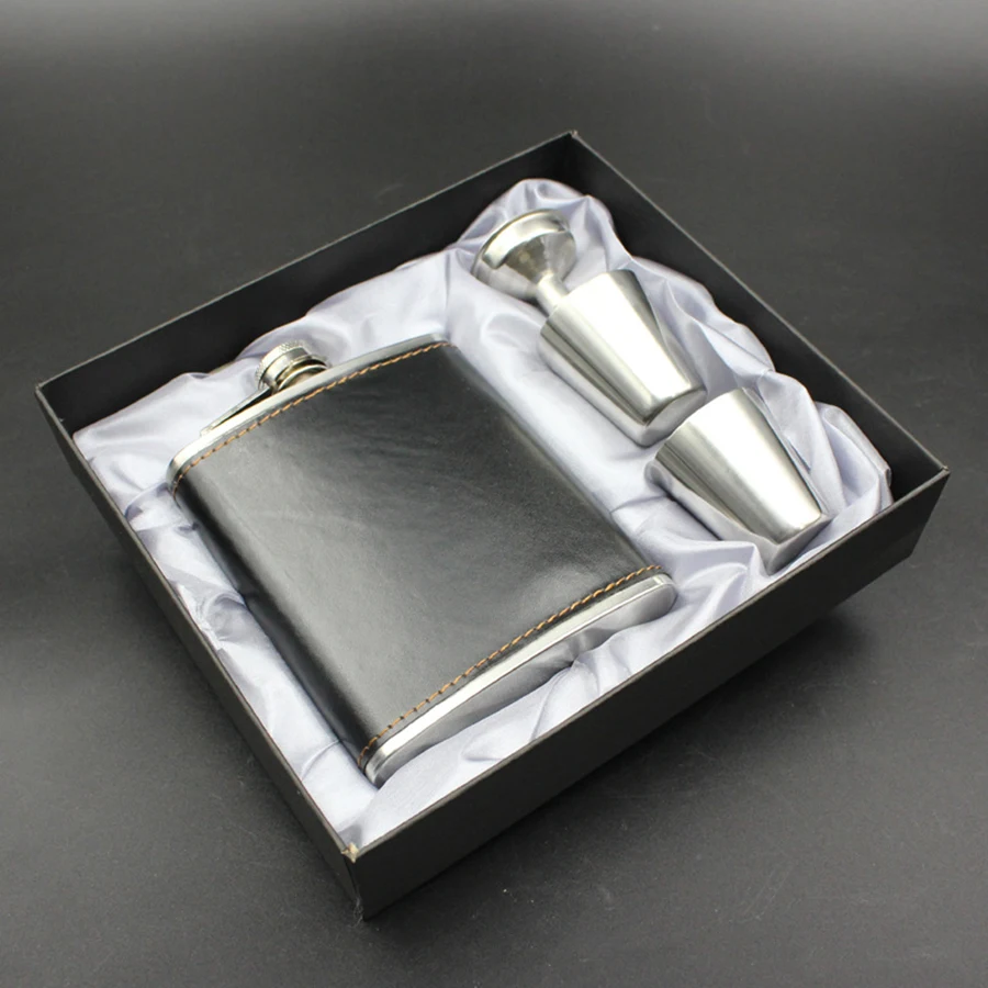 1 комплект мужская кожаная колба труба из нержавеющей стали 7 унций|hip flask