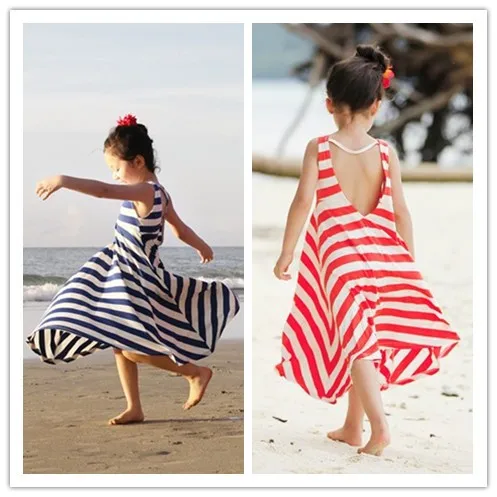 Длинное пляжное платье в полоску для маленьких девочек 3 лет 1 предмет 100% хлопок