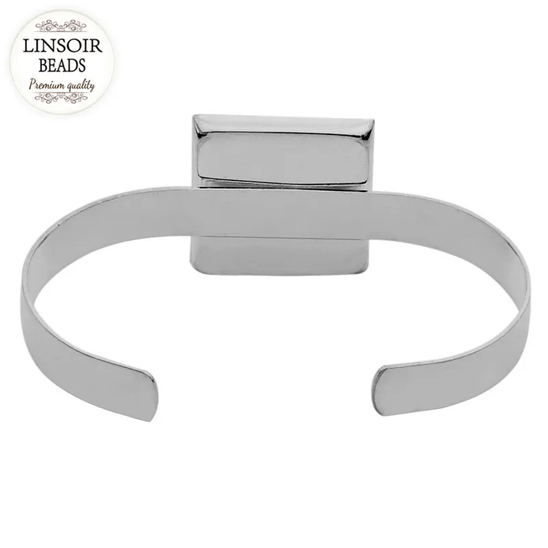 Серебристый цвет 25 мм медный квадратный браслет на запястье пустая основа для