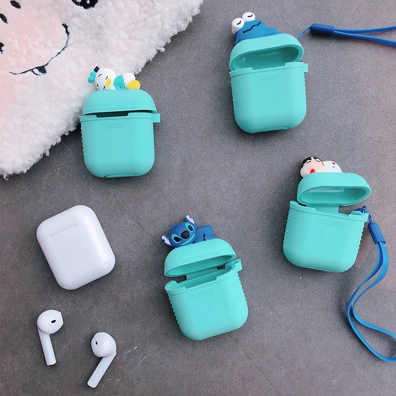Мягкий мультяшный чехол для наушников Apple Airpods силиконовый аксессуаров