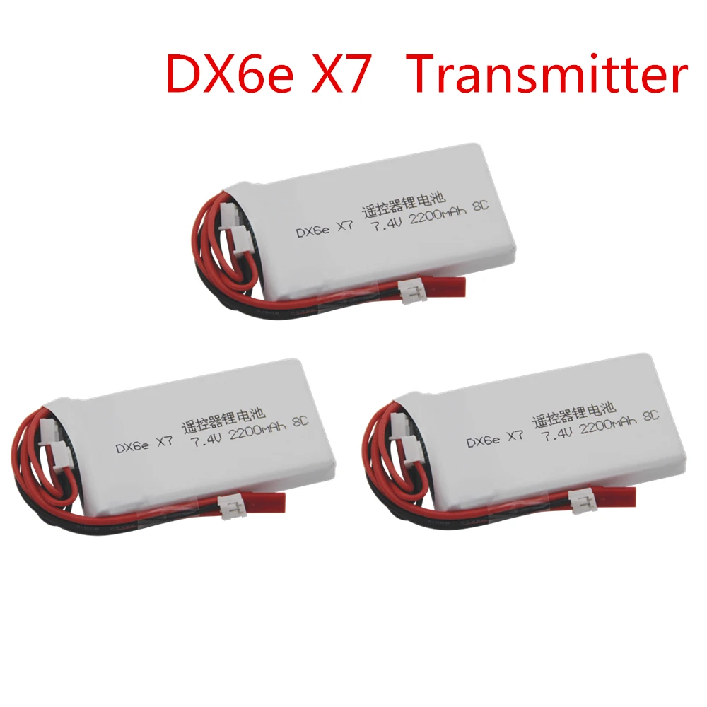 

For Taranis Q X7 DX6e DX6 Transmitter Remote Controller Spare Part 7.4V 2S 2200mAh 8C Rechargeable Lipo Battery