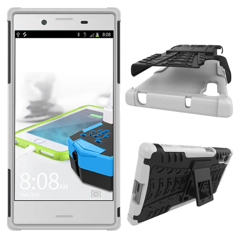 1 двойной Слои подставки прочный армированный чехол для телефона для Sony Xperia XZ F8332 F8331 чехол кейс из силикона и пластиковый чехол противоударный защитный чехол