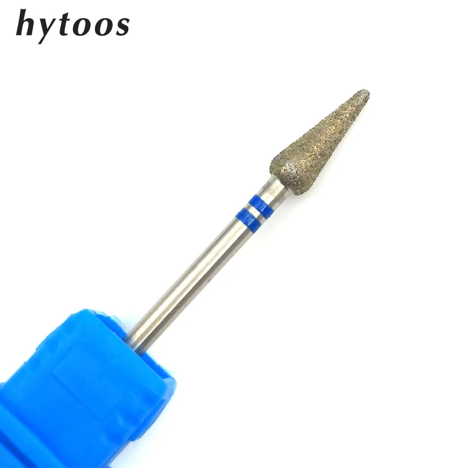 Алмазная фреза HYTOOS для ногтей, насадка 3/32 дюйма с роторным заусенцем, фрезы для маникюра, аксессуары для ногтей, Tools-MD0412D для красоты ногтей