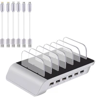 usb charging station 6 port with 6 cables 5v10 2a universal usb charger station stand holder desktop charger for mobile phone