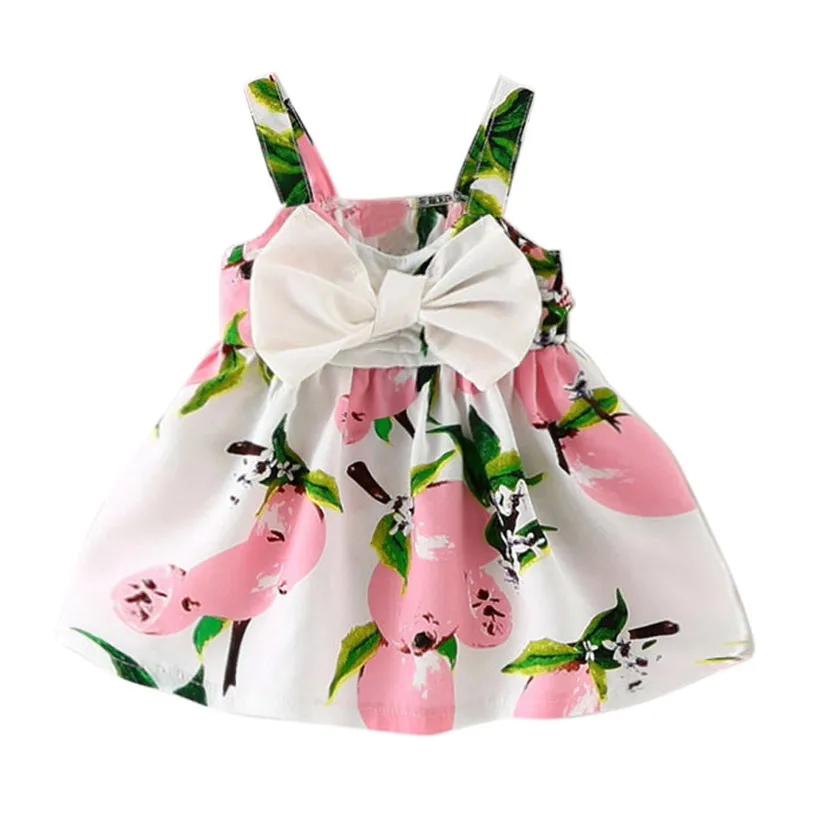 Одежда для маленьких девочек с принтом лимона младенцев платье принцессы без