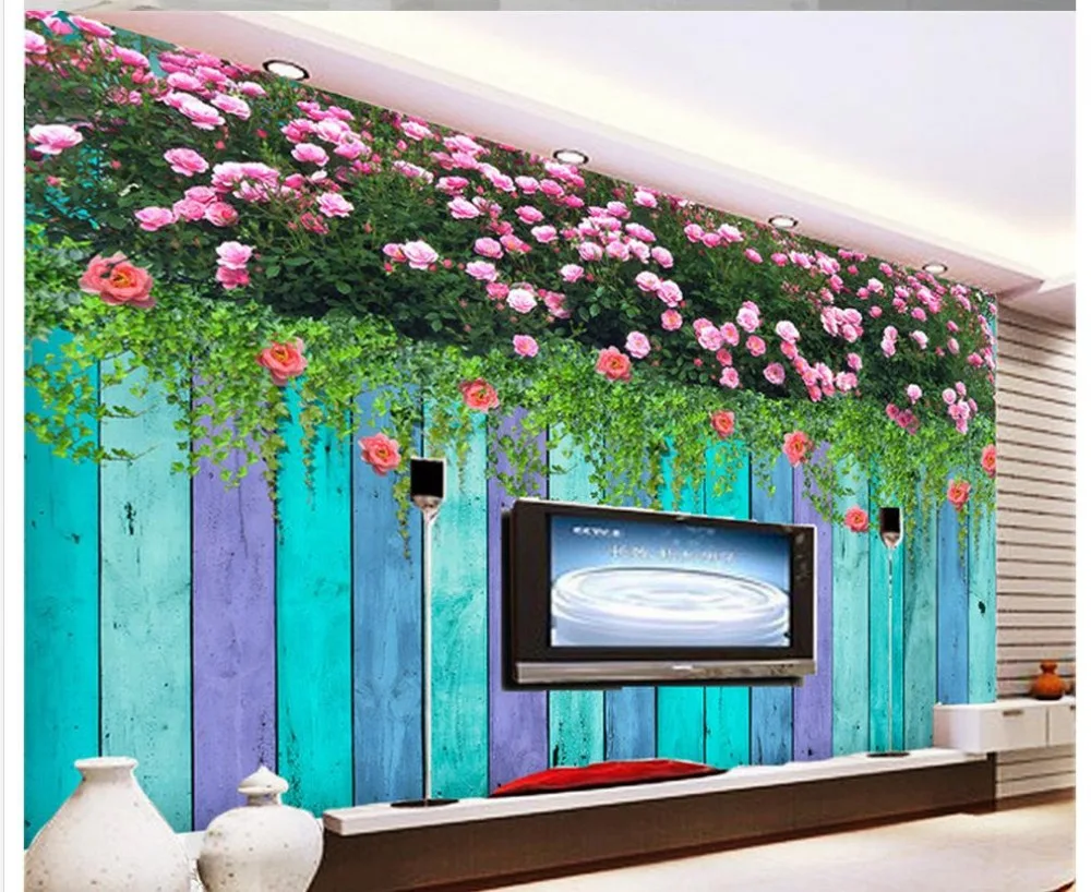 3d Природа обои Окно росписи 3D цвет дерево цветок фотообои украшение дома|window mural