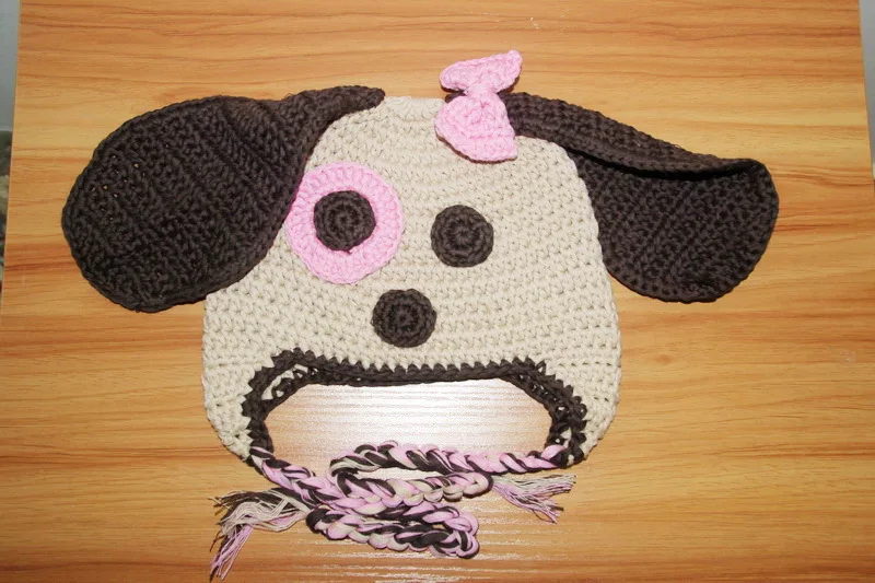 free shipping Children's Earflap Hat Crochet Dog Toddler Animal 100% cotton Baby caps | Детская одежда и обувь