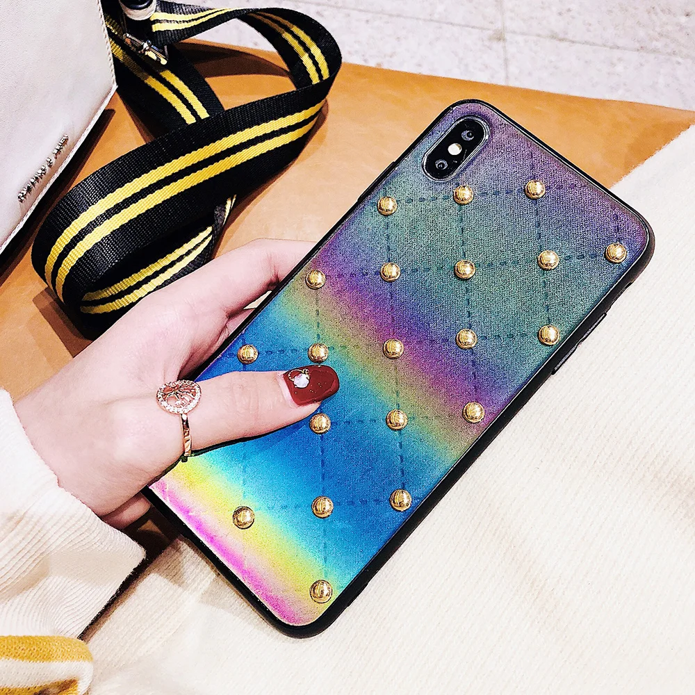 Для iPhone Xs MAX X XR Чехол 7 8 плюс крышка Светоотражающая уникальная ткань с клапан в
