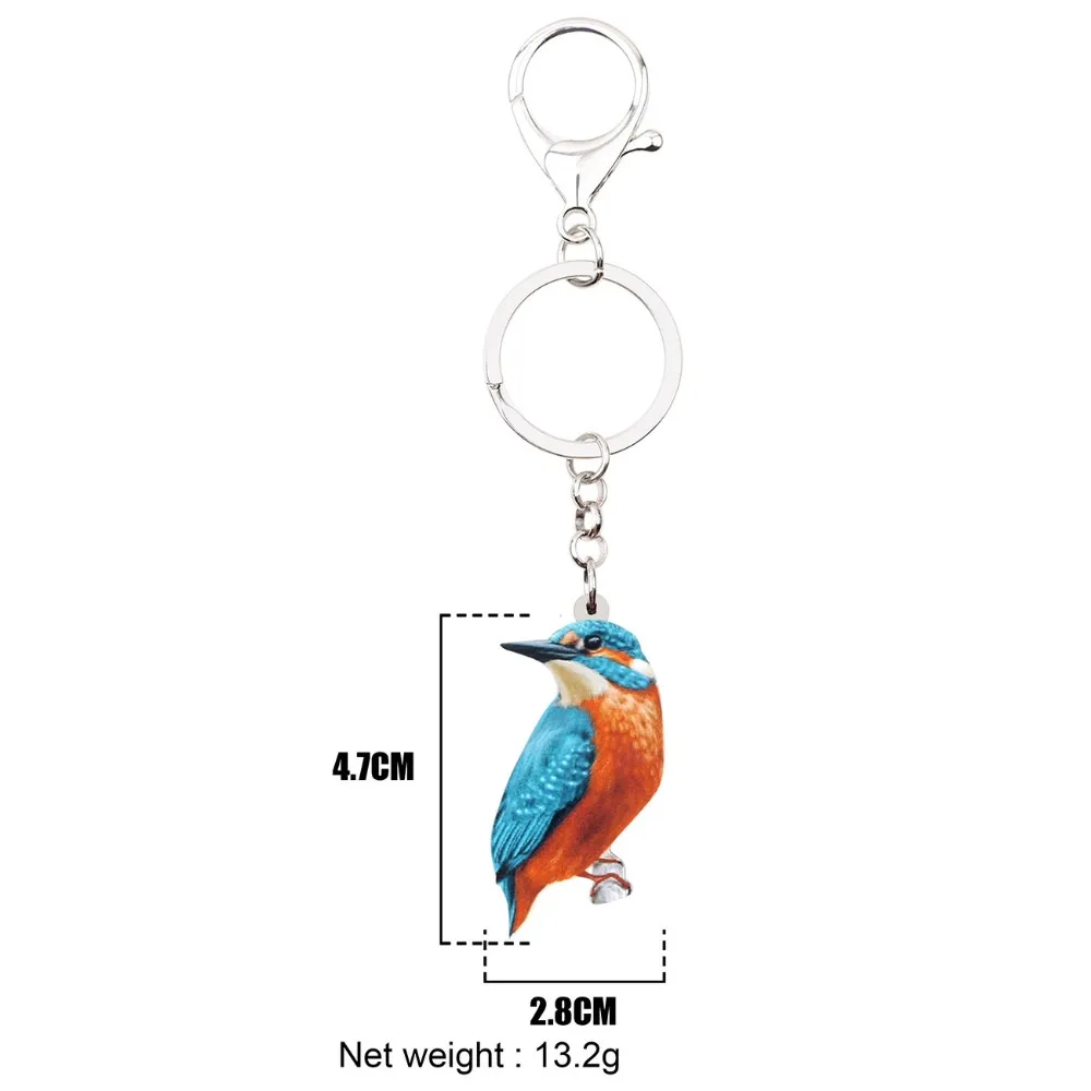 Bonsny акриловый цветочный альцедо брелок для ключей Kingfisher Bird брелоки цепочки