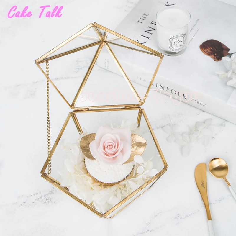 Винтажная стеклянная коробка для торта cupcake/сохраненный свежий цветочный кейс