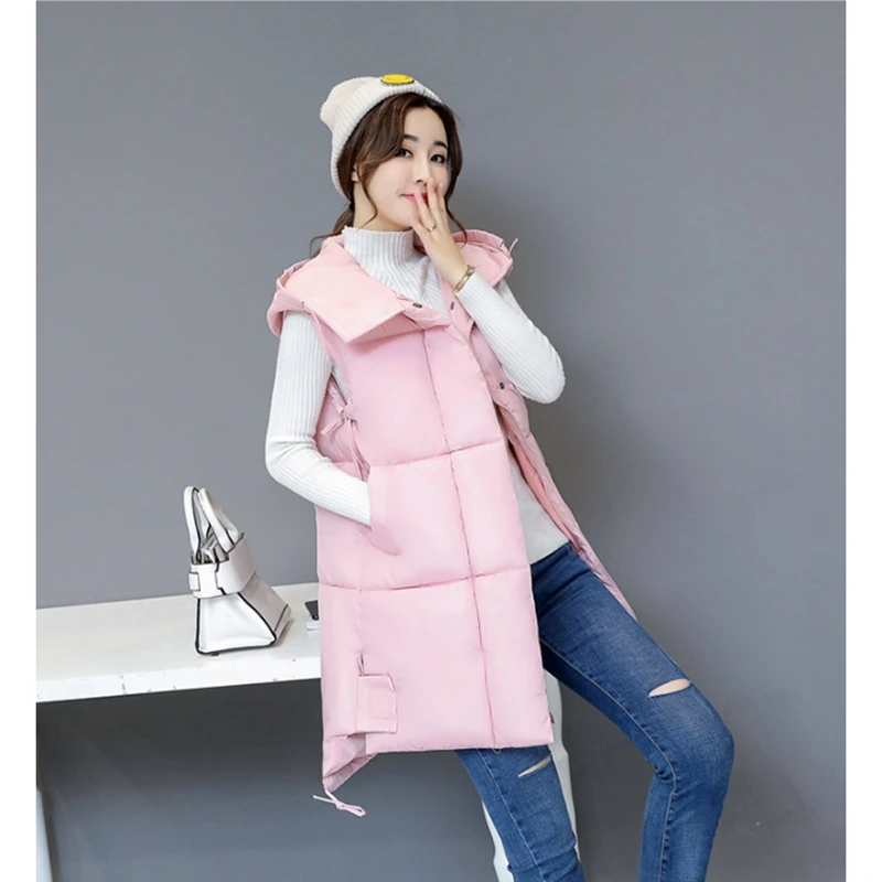 Новое поступление 2017 Женская осенне-зимняя куртка жилет средней длины с
