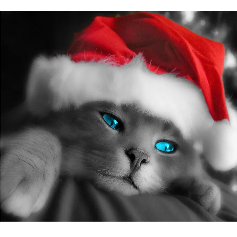 

5D Mosaic Christmas Cats Handmade Diamond Painting Cross Stitch Kits Embroidery Square/round Full Drill Rhinestone