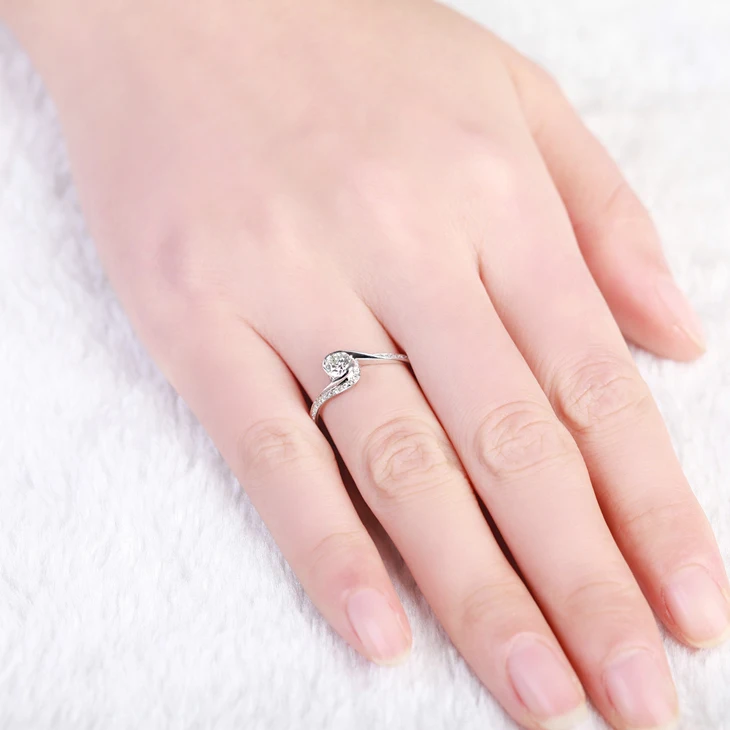 ZOCAI GLAMOROUS 0 52 CT CERTIFIED F G/VS/VG круглая огранка 18K белое золото бриллиант обручальное