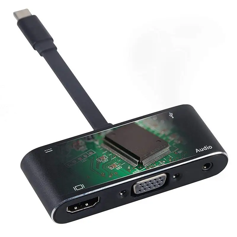 5 в 1 USB C к HDMI адаптер 4K Type HDMI/Аудио/VGA/USB 3 0 порт + (PD) конвертер для ноутбука