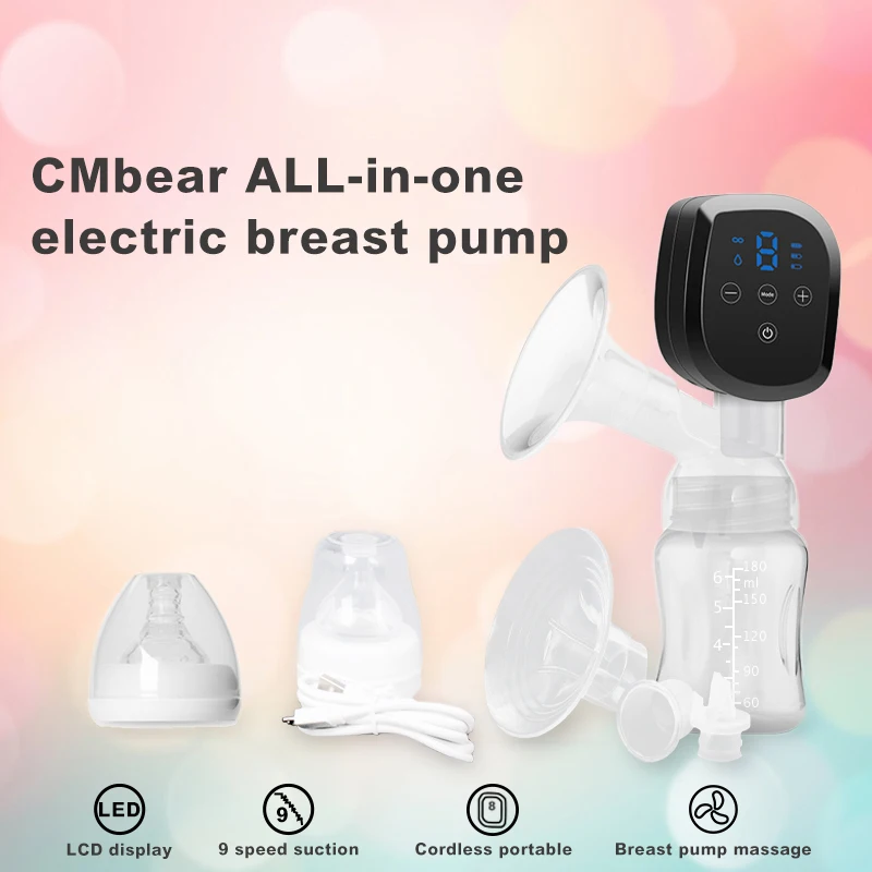 CMbear Электрический молокоотсос с ЖК-дисплеем, удобный USB мощный молокоотсос для грудного вскармливания