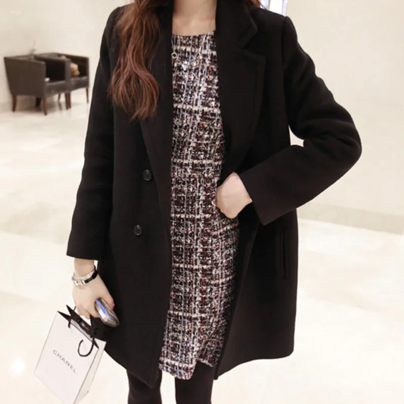 2017 зимние пальто кокон Для женщин женское шерстяные женские Повседневное