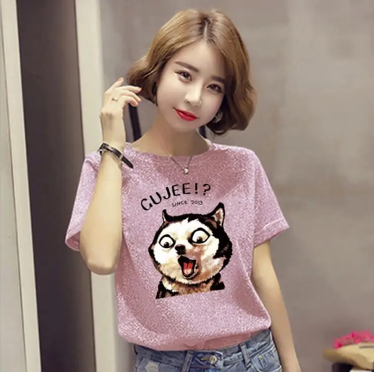 Футболка женская с коротким рукавом и круглым вырезом модный топ из хлопка