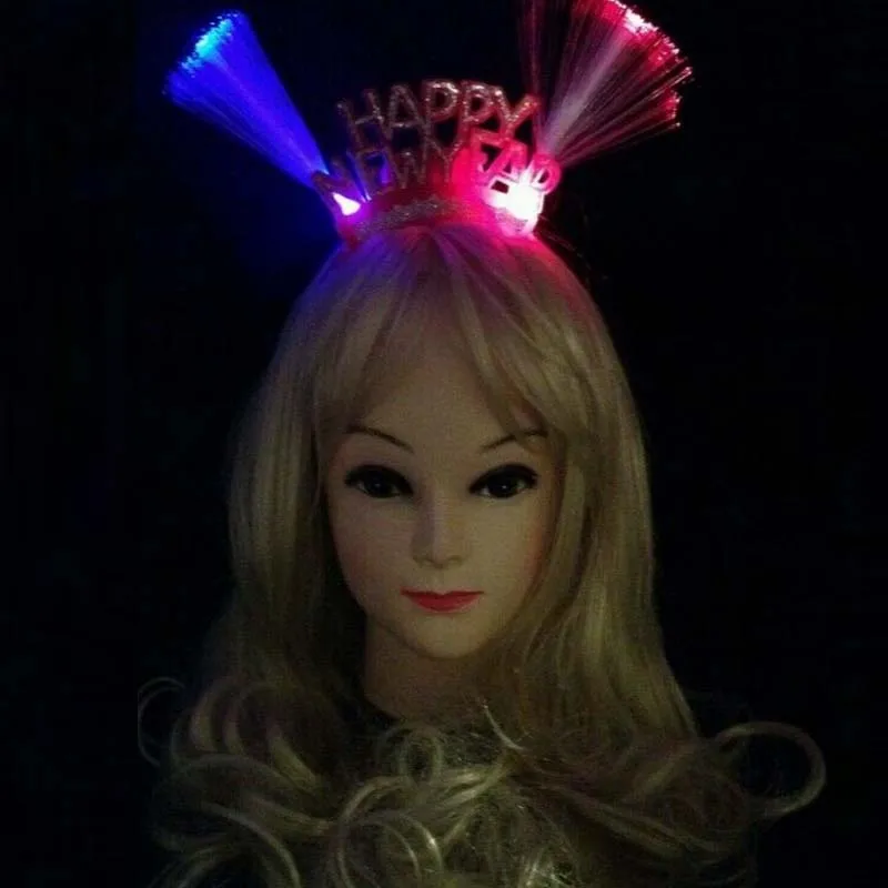 

10PCS Light Blinking Happy Years Headband FLASHING Fiber Head Band Hair Glow Party home decor birthday
