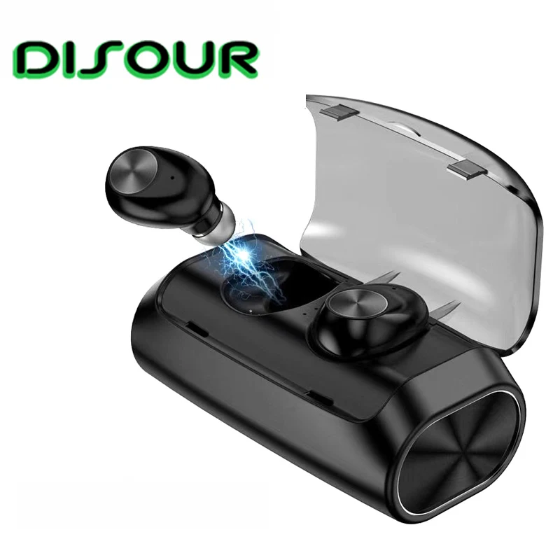 TWS стереонаушники DISOUR V6 с поддержкой Bluetooth 5 0 и внешним аккумулятором на 2600 мА ·
