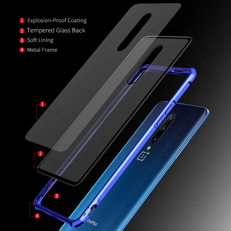 Чехол для телефона Oneplus 7 Pro чехол Oneplus7 с алюминиевой металлической рамкой бампер