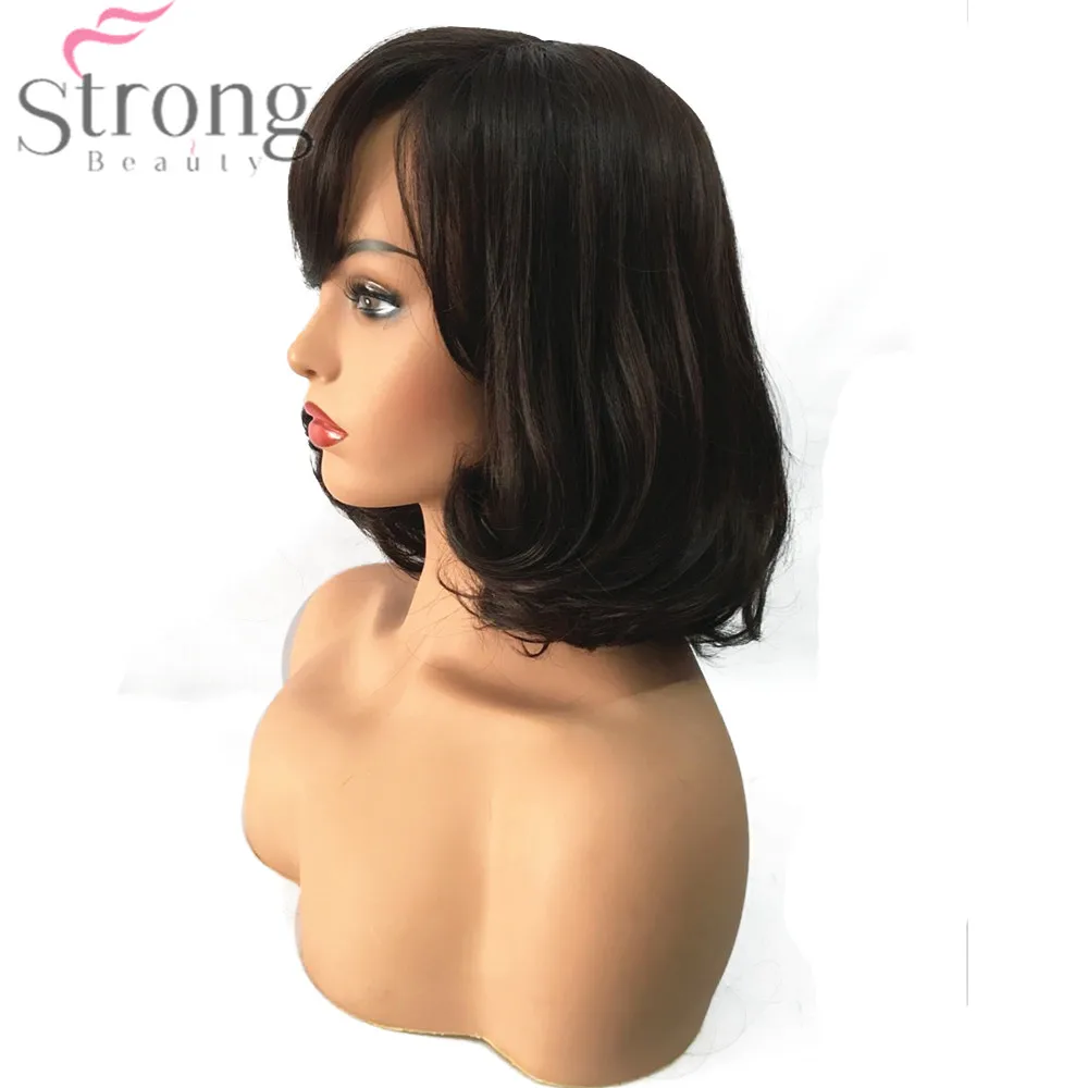 StrongBeauty женский синтетический парик Средний Боб волосы черный/темно-коричневый с челкой натуральные парики