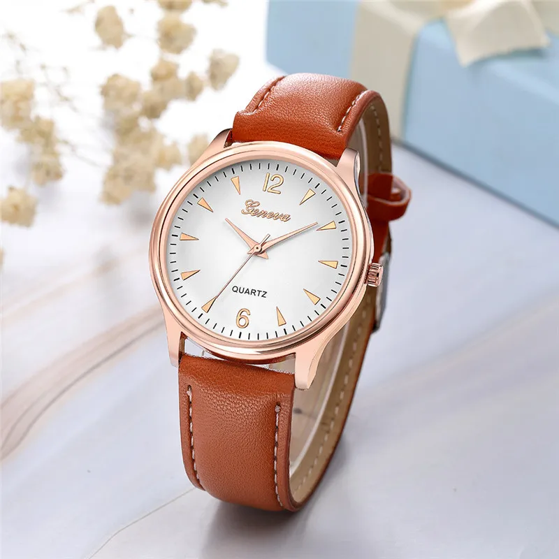 Мужские часы из искусственной кожи с синим стеклом кварцевые аналоговые