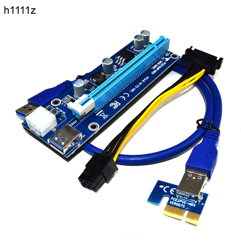 Riser 008C два светодиодных PCI-E удлинитель PCI-E Riser PCI Express 1X к 16X Кабель USB 3,0 SATA к 6Pin питание для Antminer Miner Mining