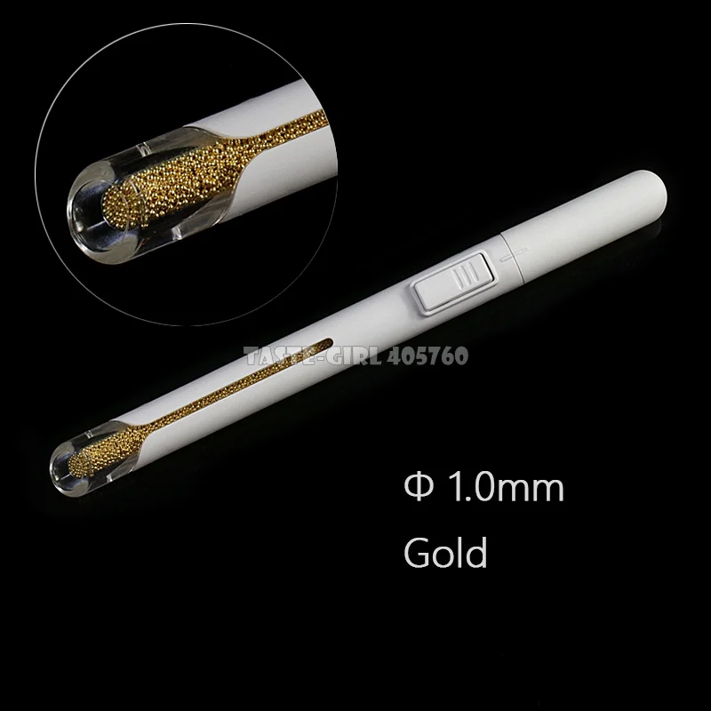 1mm Gold Pro 0,8, 1,0, 1,2 мм, 4 цвета, металлические бусины, поляризационные, для дизайна ногтей, стразы, шпильки, слиток, многофункциональная шариковая ручка - Цвет: 1mm Gold