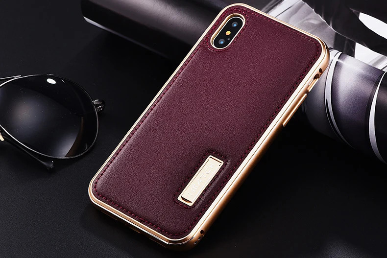iMatch из натуральной кожи чехол для iPhone X XR 7 8 плюс роскошный Алюминий металлический бампер жесткий чехол для iPhone XS MAX