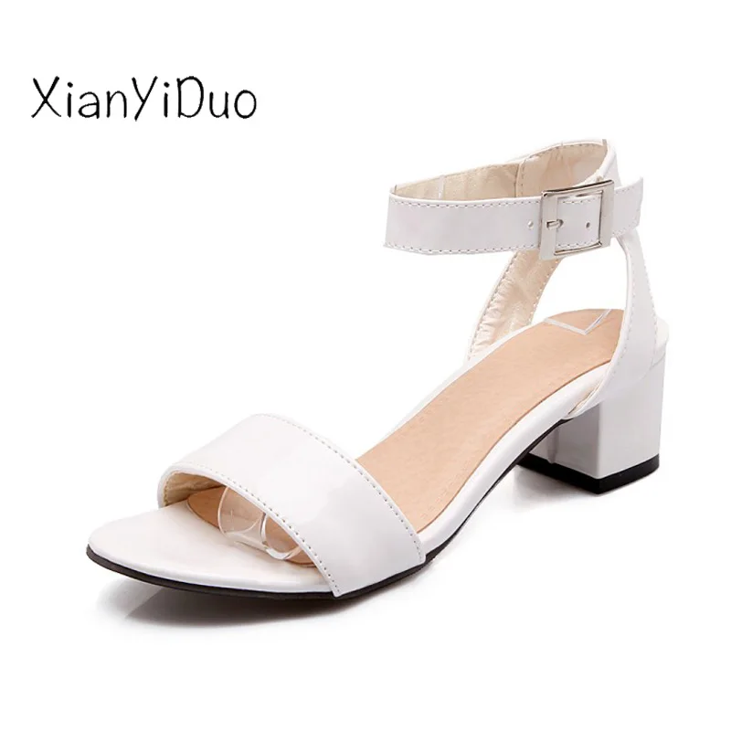 XianYiDuo/2018 повседневные летние женские туфли на среднем каблуке с ремешком сзади