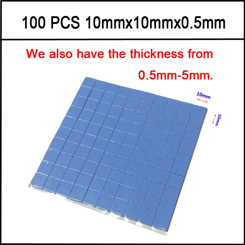 New 100pcs 10mm*10mm*0.5mm Thermal Pad GPU CPU Heatsink Cooling Conductive Silicone high quality | Компьютеры и офис