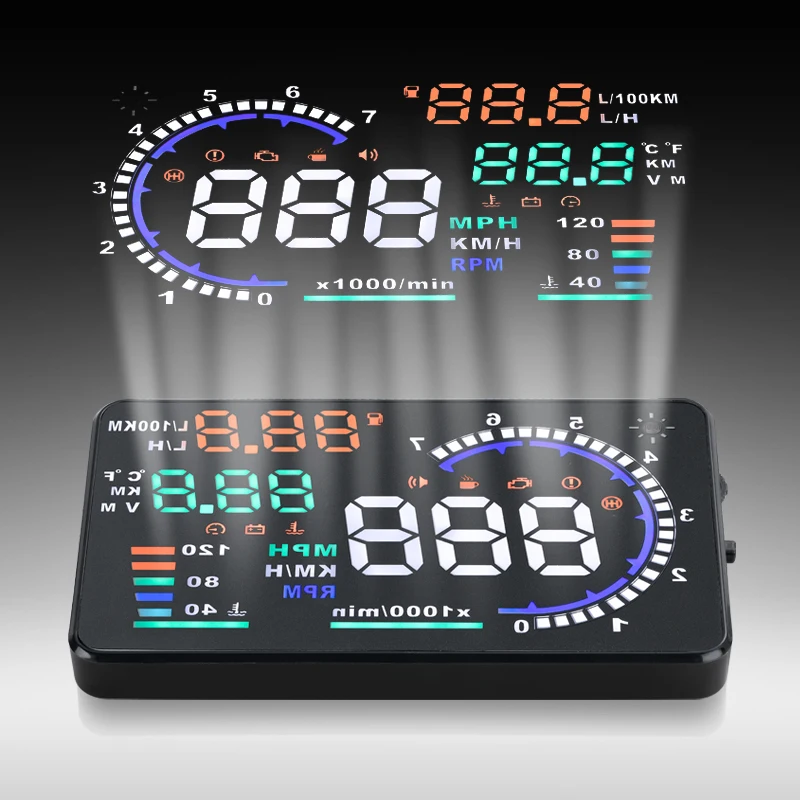 5.5 "A8 Автомобилей HUD Head Up Display Проектор Digital Light Self-адаптивный Превышение Скорости