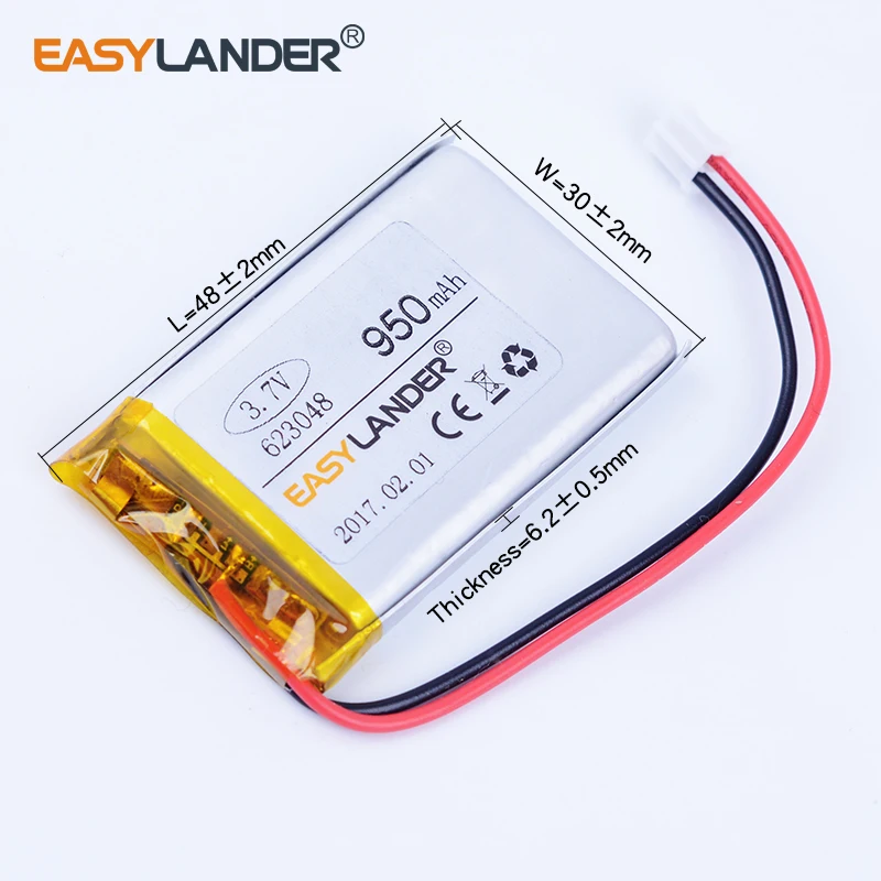 623048 3 7 V 950mAh литий-полимерный литий-ионный аккумулятор для mp3 mp4 GPS динамик PDA DVR