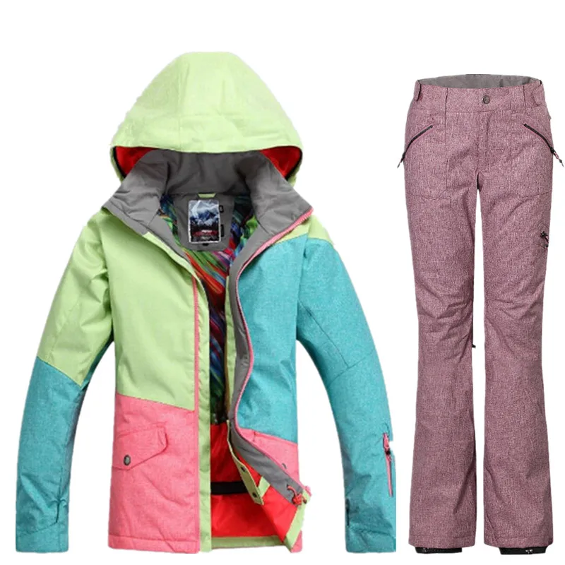 GSOU SNOW Brand Waterproof Ski Suit Women Jacket Pants Winter Mountain Skiing Ladies Outdoor Snowboard Set | Спорт и развлечения