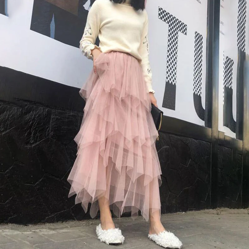 Женская плиссированная юбка пачка Surmiitro длинная с высокой талией в Корейском