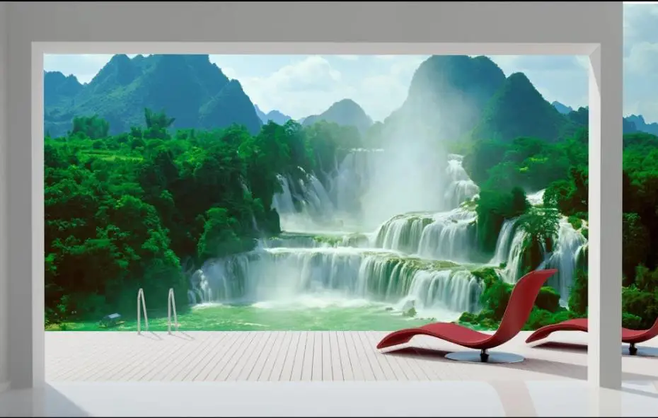 landscape water and wealth TV background wall nature scenery wallpapers photo murals wallpaper | Обустройство дома