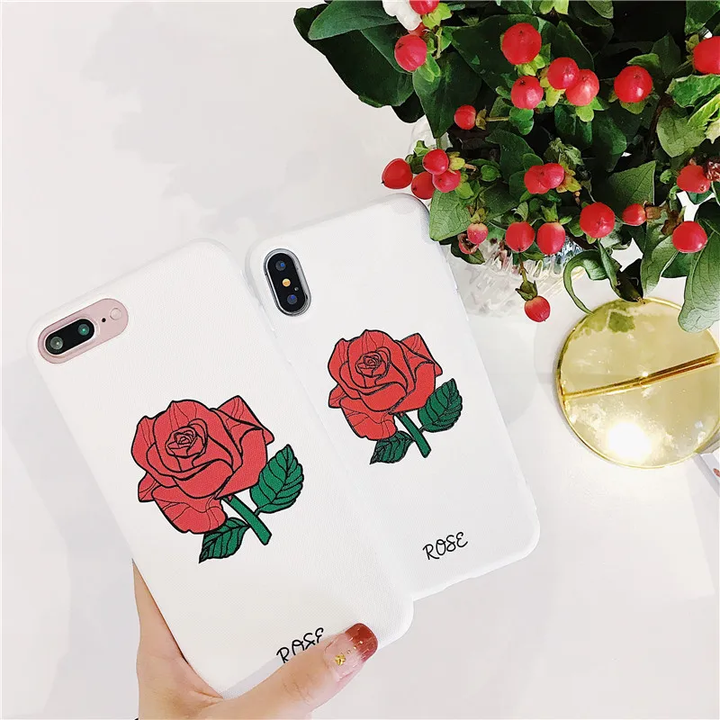Fashion Italy Brand Soft Case for iPhone 8 Coque Funda XS MAX X XR 6 6S 7 Plus Relief Rose Love Couple Luxury Cover |