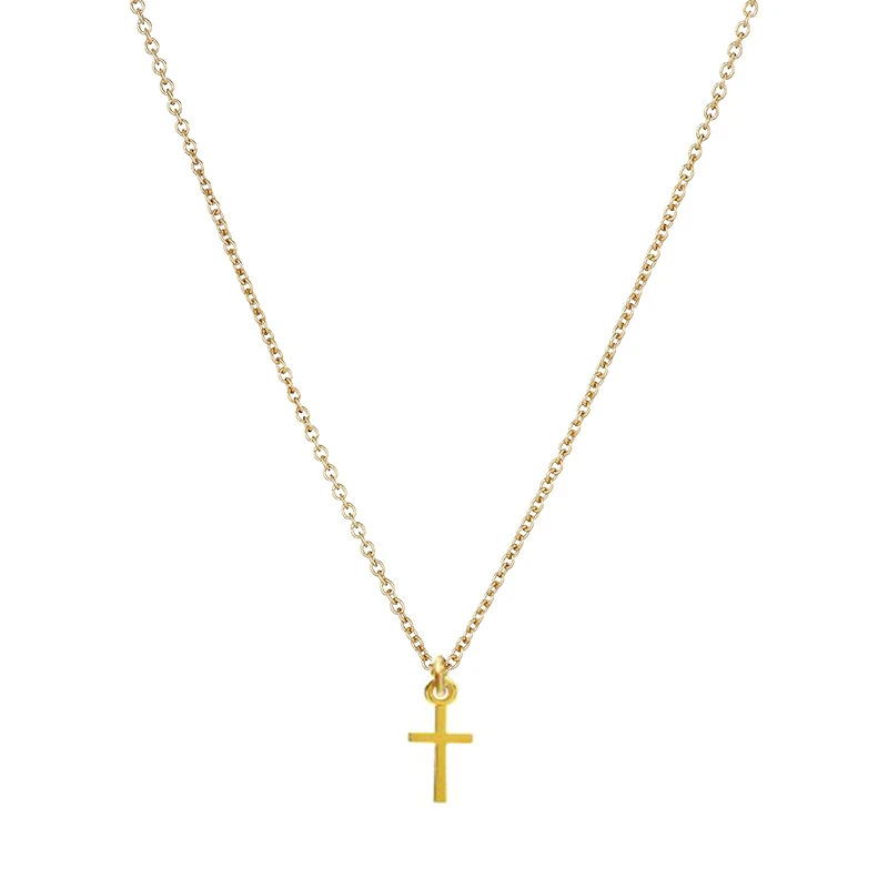 Fashion Cross Necklace For Women Minimalist Pendant Gold Color Chain Choker Necklaces FE Gift Card mothers day | Украшения и