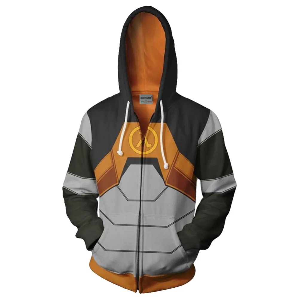 Men Hooded Half Life 3D Printed Hoodies Casual Tracksuit Zipper Jacket hooded hip hop Spring Autumn Tops | Мужская одежда