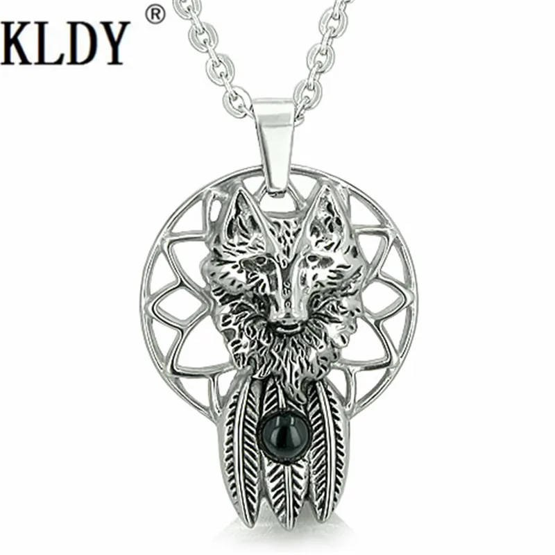 KLDY панк крутой мужской Ловец снов отвага Волк и перья волшебный кулон духовная