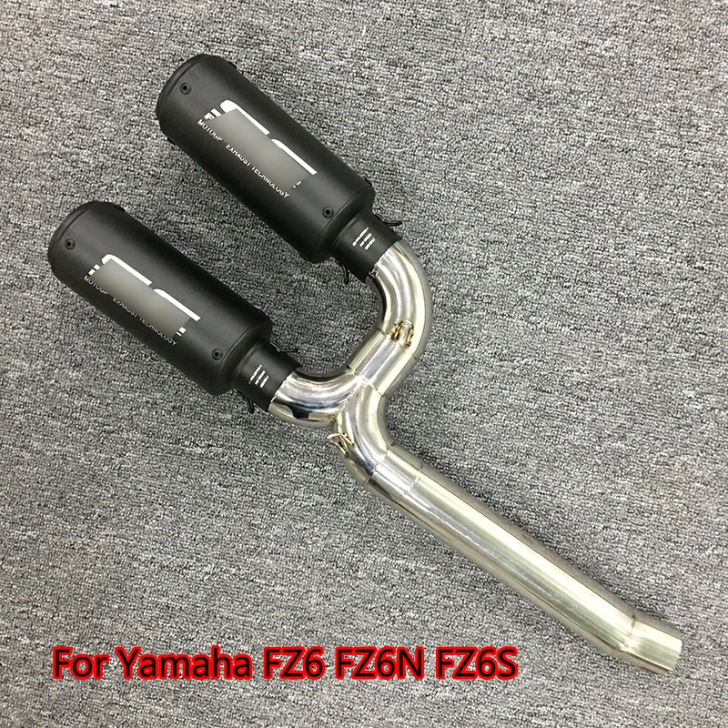 Для Yamaha FZ6 FZ6N FZ6S Задний Выхлопной Трубы слипоны 51 мм мотоцикл выхлопной наконечники из нержавеющей стали Mid хвост Escape без дБ убийца