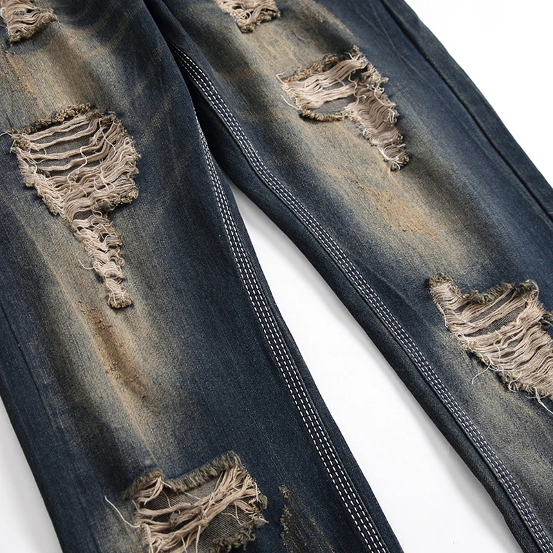 Новинка мужские рваные джинсы HMILY узкие брюки Мужская одежда эластичные