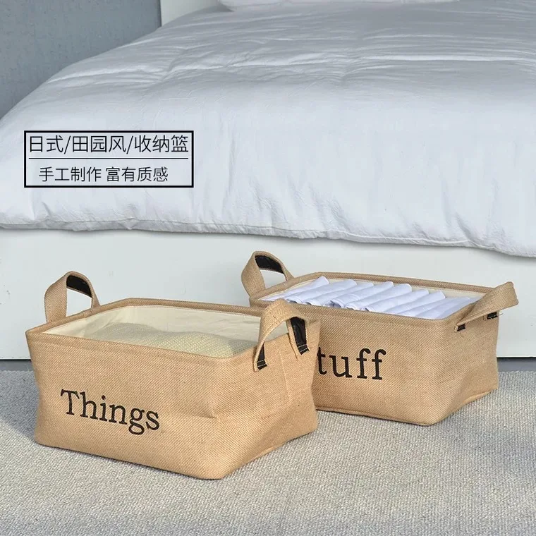 Simple Style Storage Boxes &amp Jute padded fabric storage box cotton linen clothing hard foldable | Дом и сад
