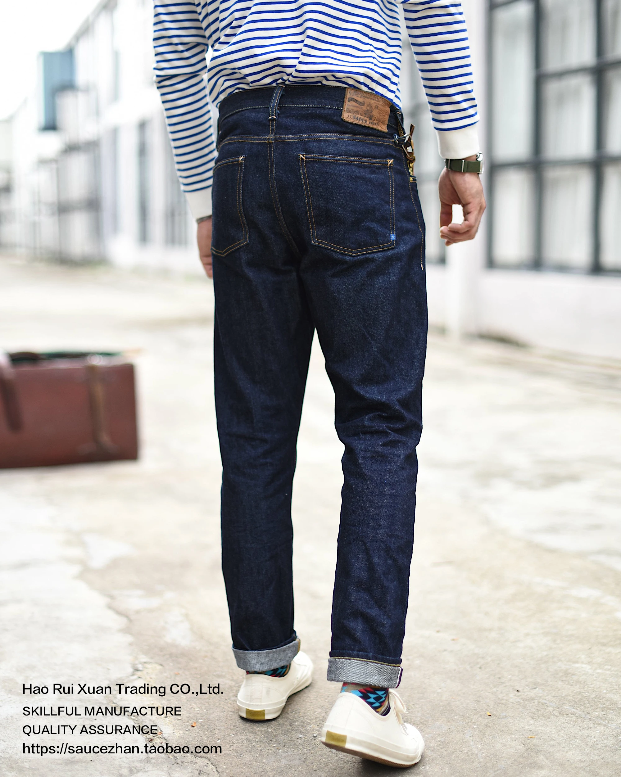 SauceZhan 310XX-JP Япония Okayama ткань Selvedge джинсы сырые джинсовые джинсы немытые синие джинсы Япония Мужские джинсы облегающие джинсы