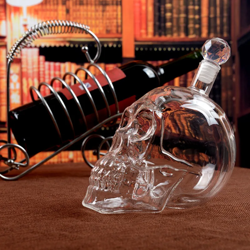 Хрустального черепа Глава Бутылочки графин розлива Творческий Стекло череп